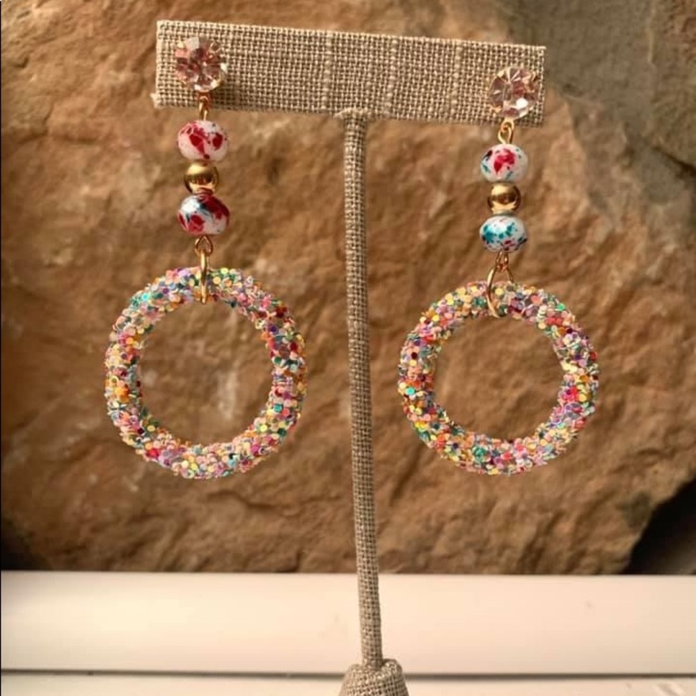 Multi color glitter earrings 😍